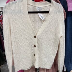 J. Crew Women's Ivory Cable Knit Cardigan